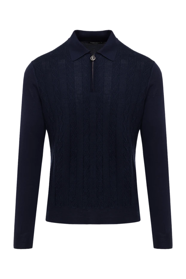 Stefano Ricci поло с длинным рукавом мужское синее на молнии 175049 - фото 1