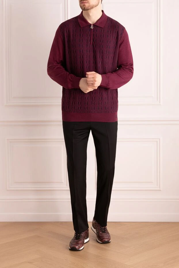 Stefano Ricci поло с длинным рукавом мужское бордовое с длинным рукавом 175055 - фото 2