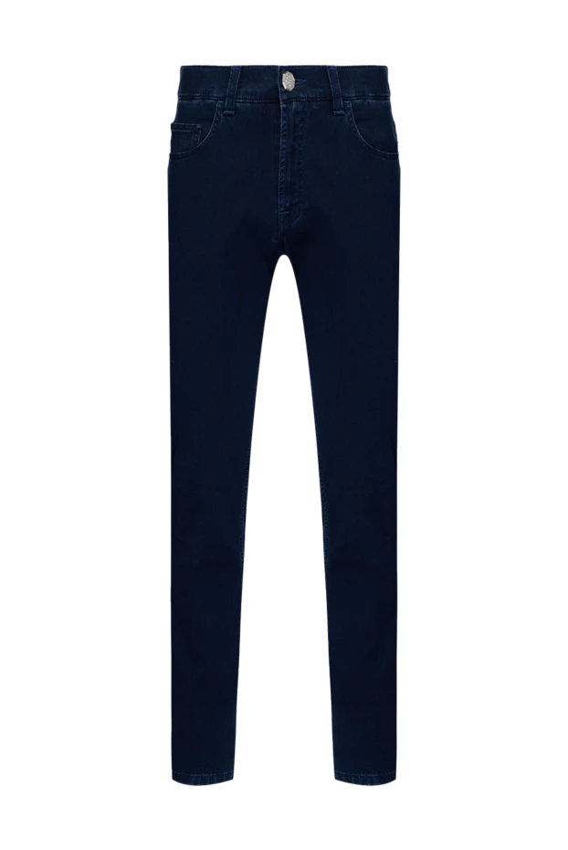 Джинсы мужские темного денима с рельефной вышивкой - фото 1