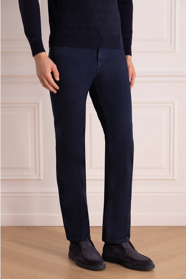 Stefano Ricci джинсы мужские темного денима с рельефной вышивкой 175057 - фото 3