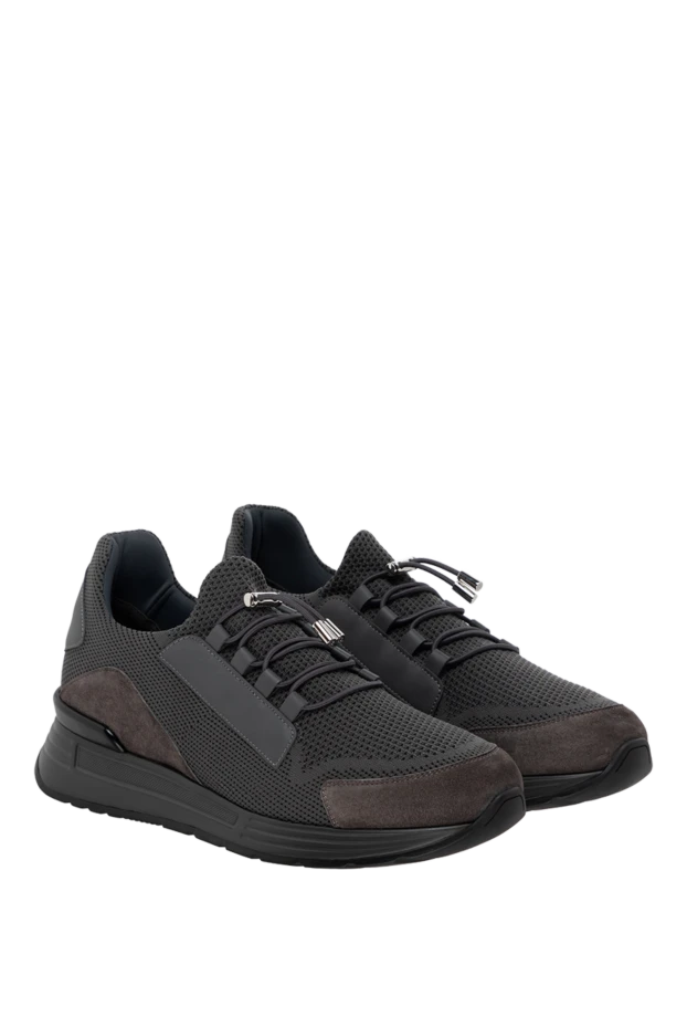 Stefano Ricci кроссовки из кожи и полиэстера серые мужские 175059 - фото 3