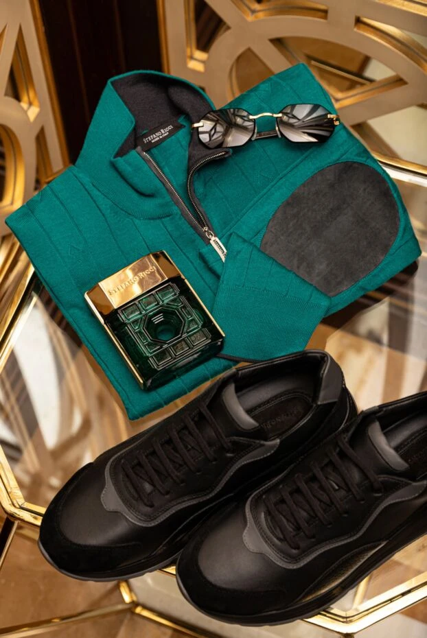 Stefano Ricci кроссовки из натуральной кожи черные с замшевыми вставками
 175060 - фото 2