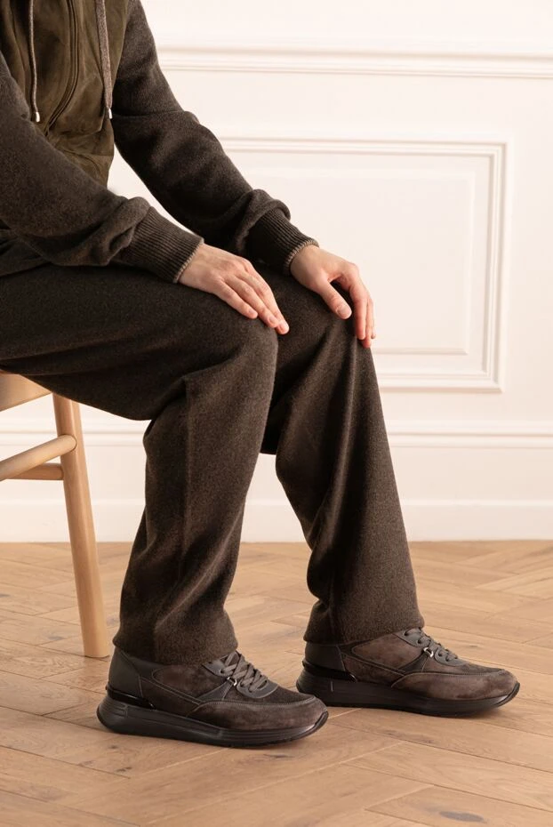 Stefano Ricci gray nubuck sneakers for men 175061 - photo 2