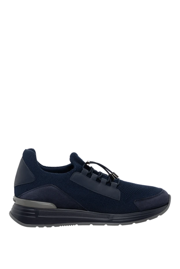 Stefano Ricci кроссовки из кожи и полиэстера синие мужские 175062 - фото 1