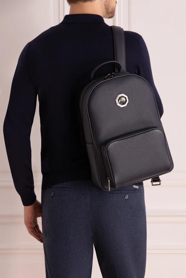 Рюкзак из натуральной кожи черный - фото 2