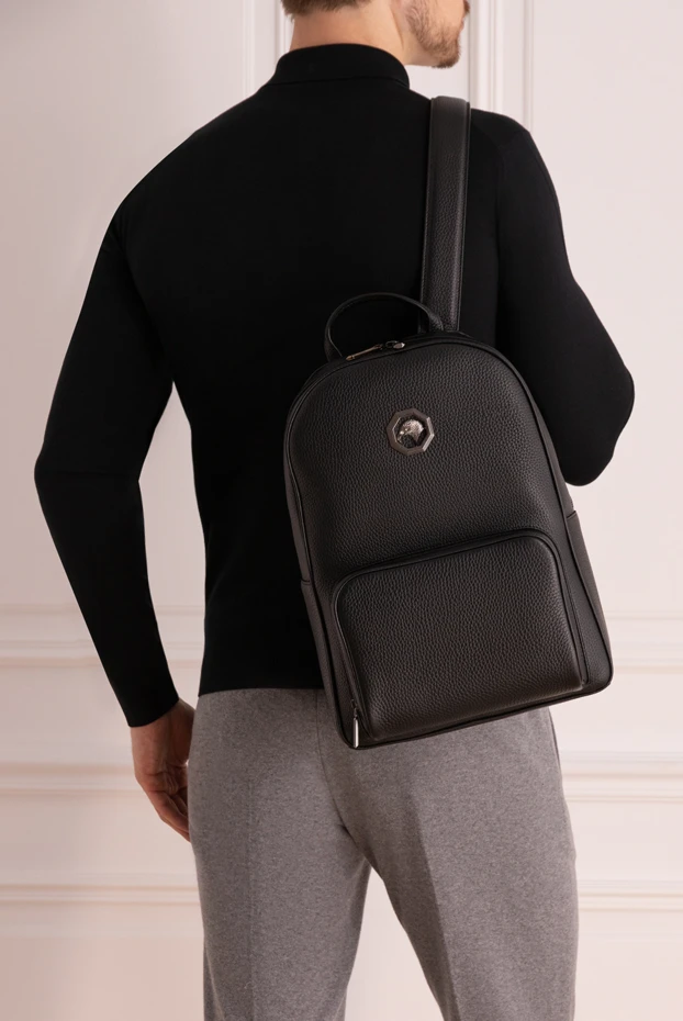 Рюкзак из натуральной кожи черный - фото 2