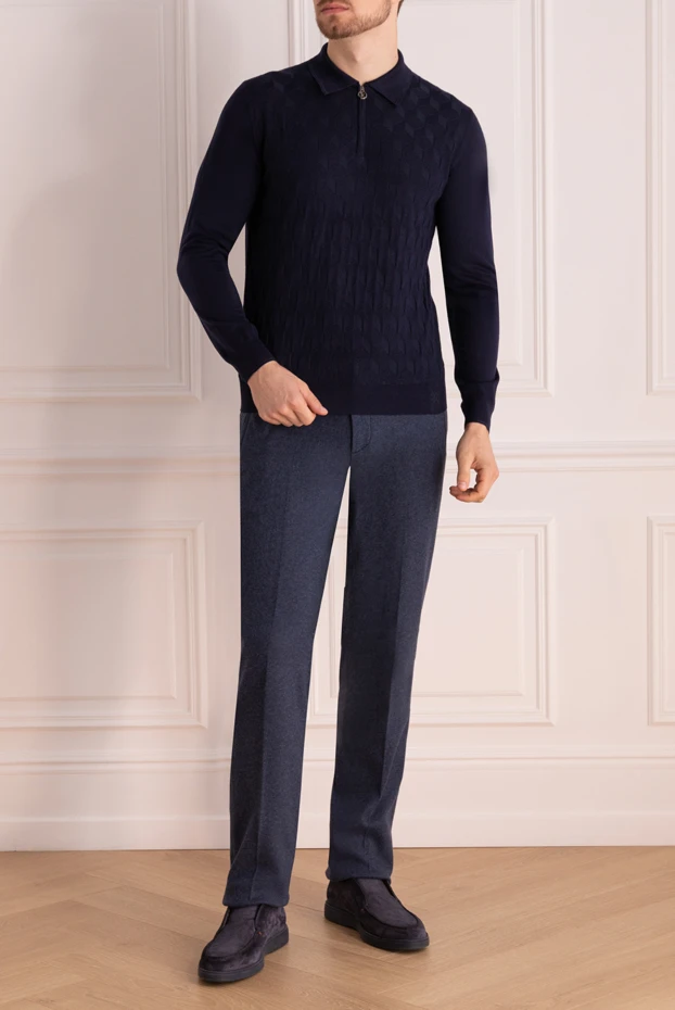 Stefano Ricci мақта мен кашемирден тігілген ерлер шалбары, көк түсті 175066 - фото 2
