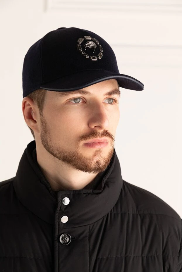 Stefano Ricci кепка из кашемира синяя мужская 175068 - фото 2