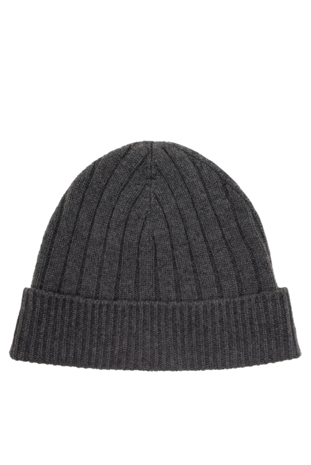 Kiton лапалы және логотипі бар кашемир қырлы қалпақ, сұр
 175078 - фото 3