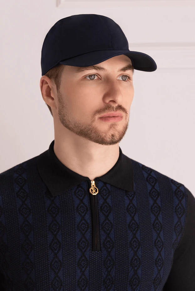 Cesare di Napoli man blue cotton cap for men купить с ценами и фото 175082 - photo 2