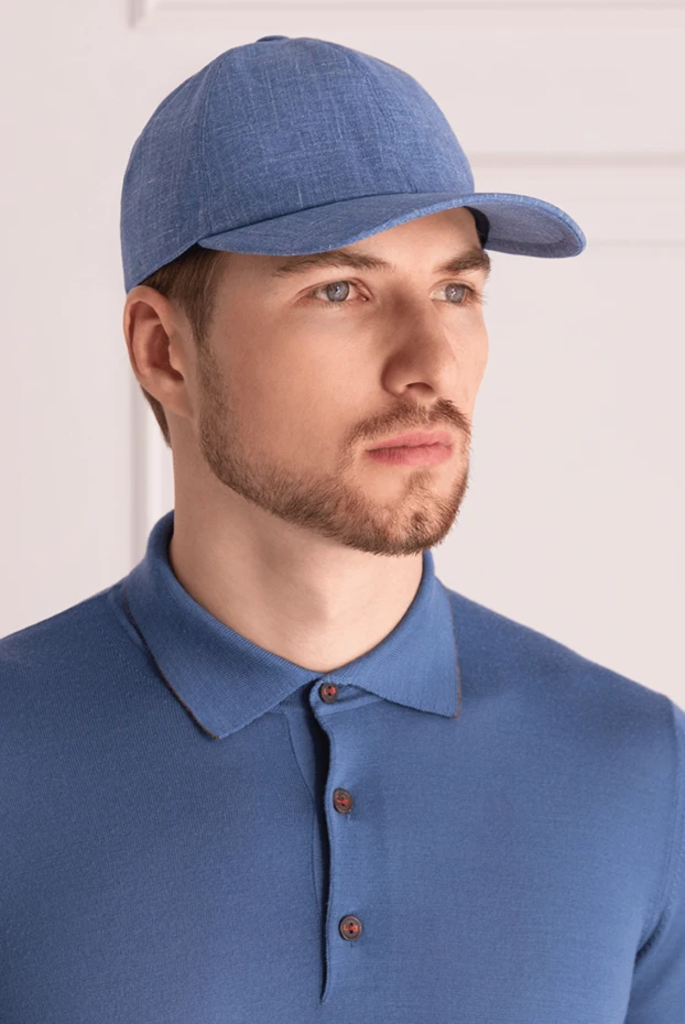 Cesare di Napoli man blue cotton cap for men купить с ценами и фото 175085 - photo 2