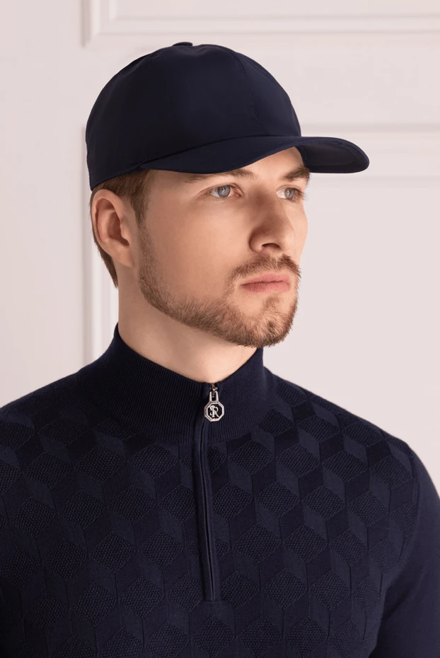 Cesare di Napoli man blue wool and polyamide cap for men купить с ценами и фото 175096 - photo 2