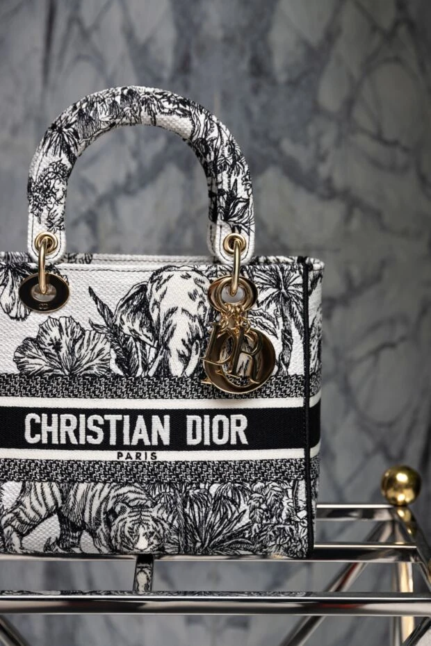 Dior сумка из хлопка белая женская 175110 - фото 2