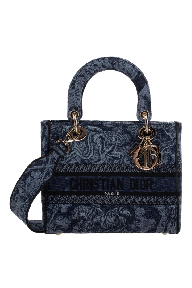 Lady D-Lite blue cotton bag with gold metal charm - photo 2