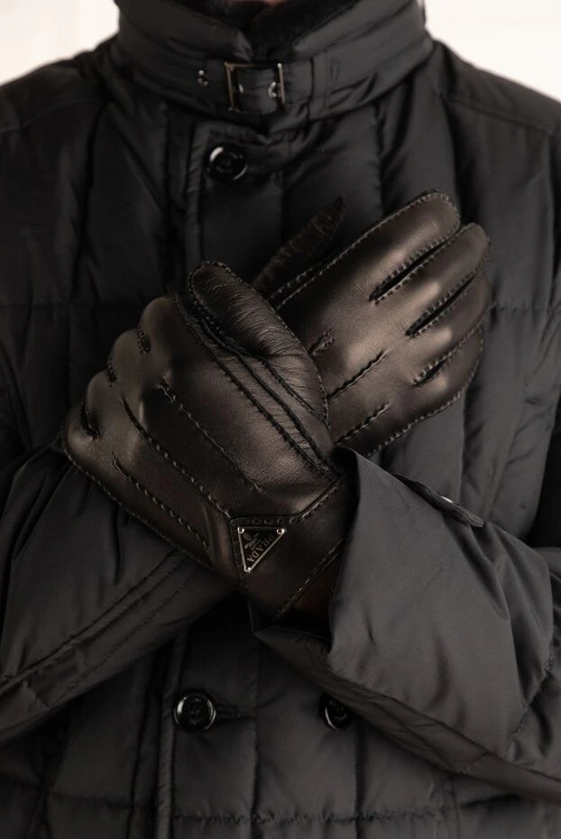 Prada man genuine leather gloves, black, for men купить с ценами и фото 175151 - photo 2