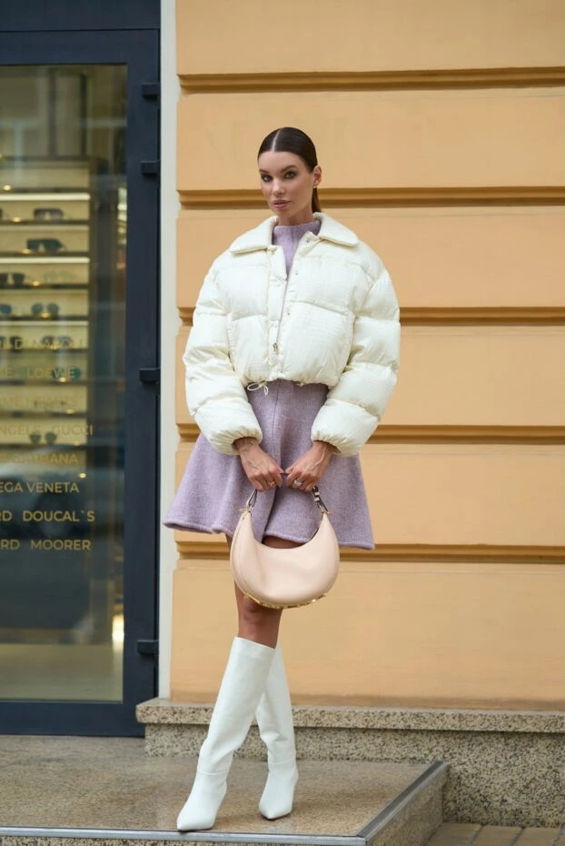 Miu Miu куртка укороченная на кнопках бежевая женская 175192 - фото 2