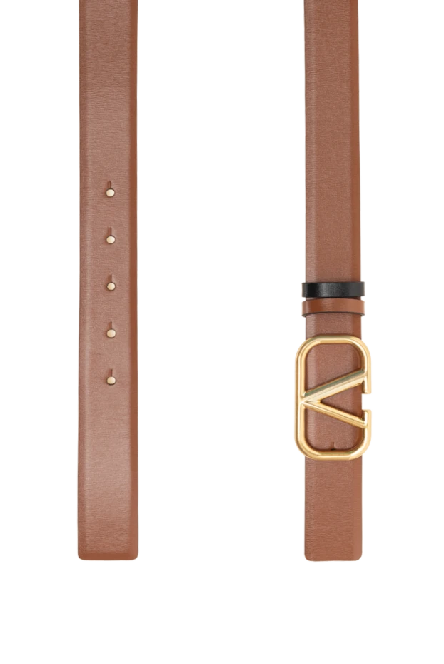 Valentino женский кожаный ремень в коньячном оттенке с пряжкой в виде буквы v
 175292 - фото 3