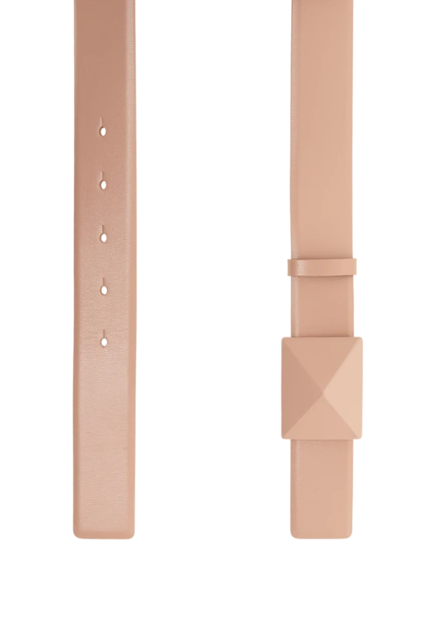 Valentino ремень кожаный бежевый с пряжкой rockstud в тон женский 175294 - фото 3