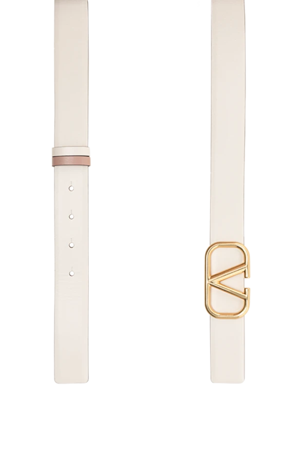 Valentino ремень кожаный белый с двумя шлевками и позолоченной пряжкой женский 175295 - фото 3