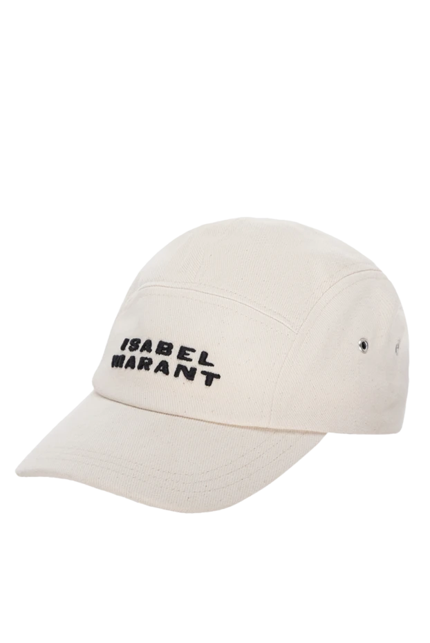 Isabel Marant кепка из плотного текстиля молочного цвета вышитым логотипом 175309 - фото 3