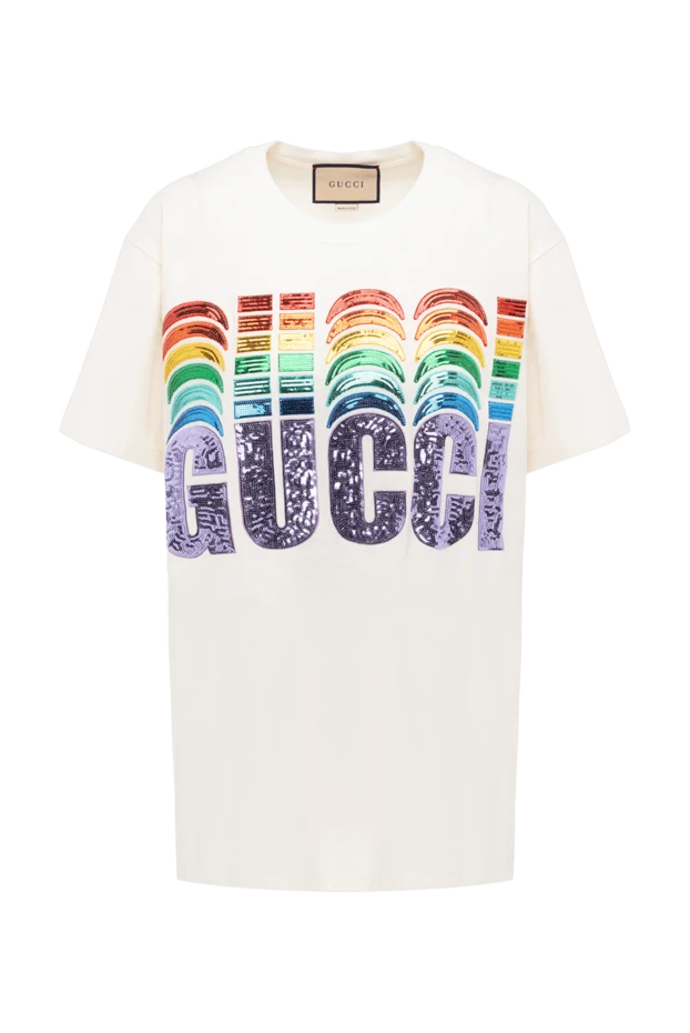 Gucci woman white cotton t-shirt for women купить с ценами и фото 175346 - photo 1