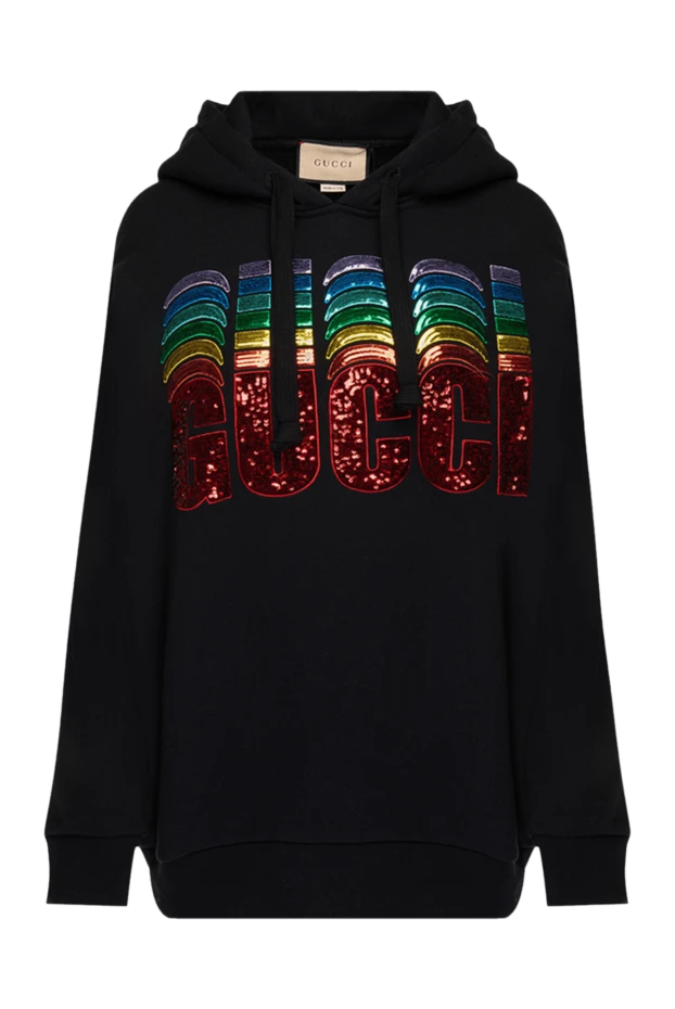 Gucci woman black cotton hoodie for women купить с ценами и фото 175348 - photo 1