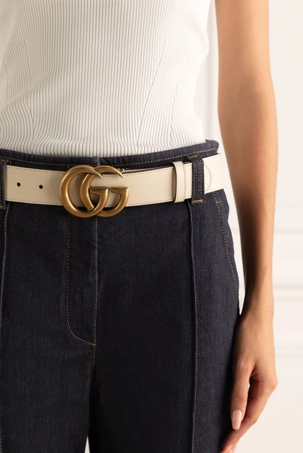 Gucci woman white leather belt for women купить с ценами и фото 175351 - photo 2