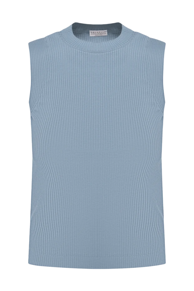 Топ из хлопка голубой женский - фото 1