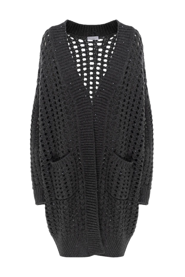 Кардиган из кашемира и шелка серый женский - фото 1