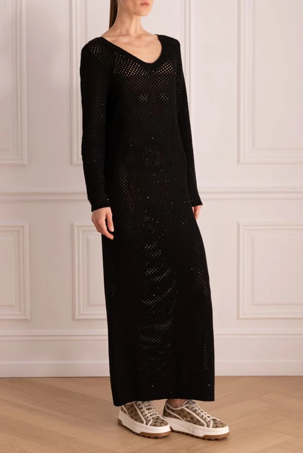 Brunello Cucinelli black cashmere and silk dress for women 175375 - photo 3