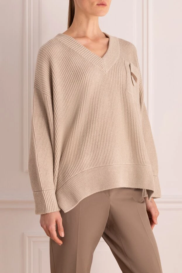 Brunello Cucinelli jumper made of thick ribbed knit with a decorative pocket 175377 - photo 3