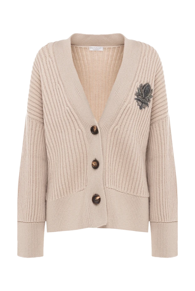 Ribbed cashmere cardigan with chest embellishment
- photo 1