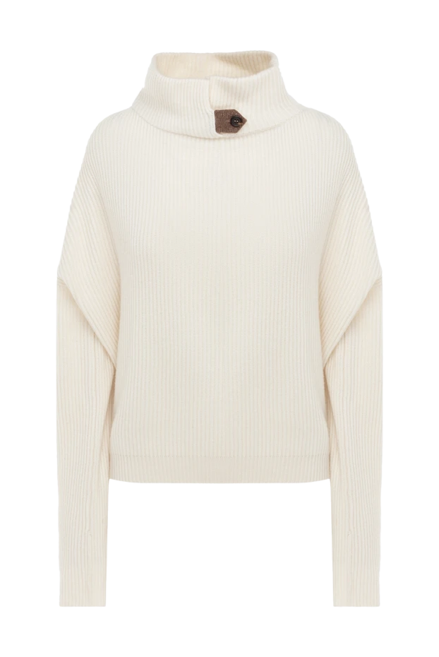 A thick ribbed cashmere jumper with a high collar.
- photo 1