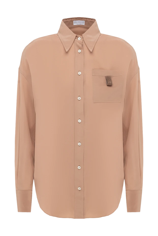Бежевая шелковая рубашка с нагрудным карманом
- фото 1