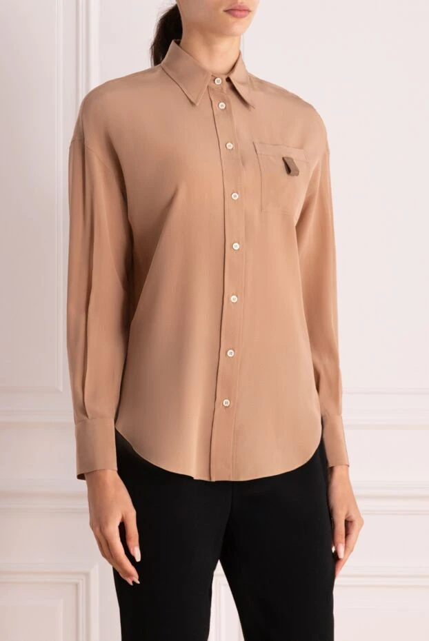 Brunello Cucinelli beige silk shirt with a breast pocket
 175388 - photo 3