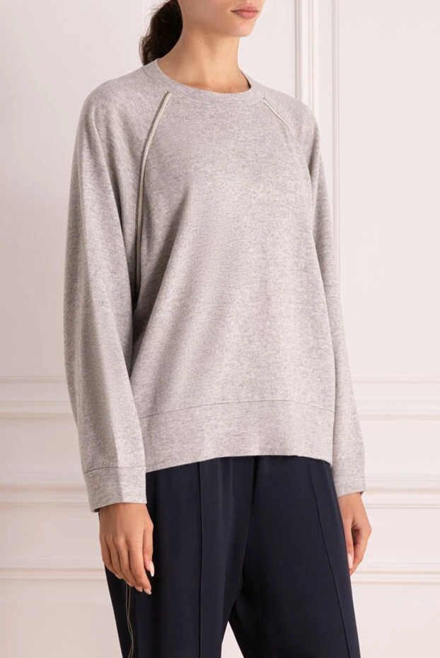 Brunello Cucinelli gray cashmere jumper with a soft texture
 175390 - photo 3