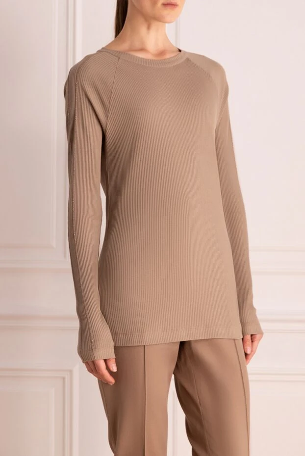 Brunello Cucinelli beige cotton jumper for women 175391 - photo 3