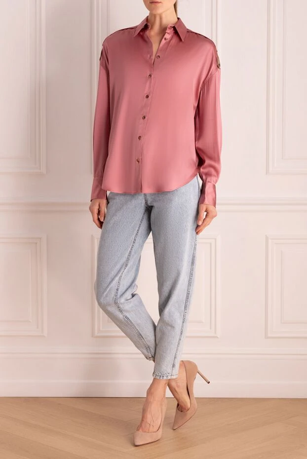 Silk shirt pink for women - photo 2