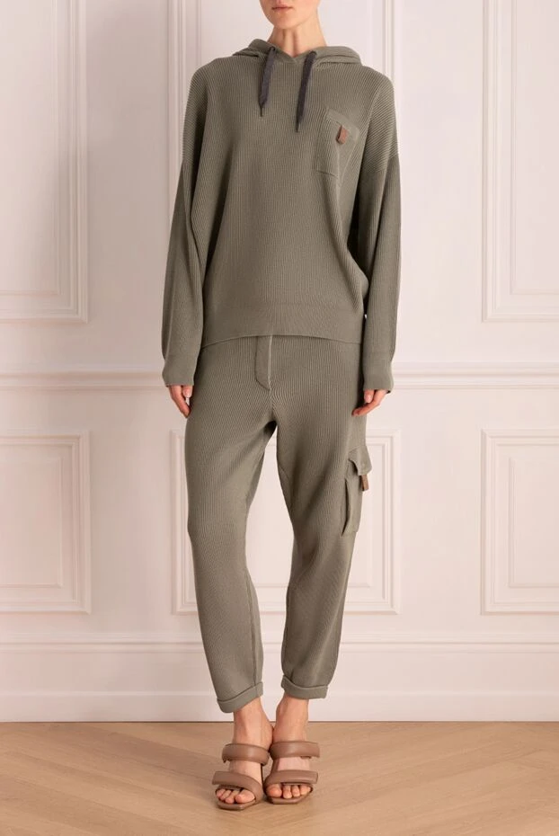 Brunello Cucinelli костюм прогулочный из хлопка зеленый женский 175413 - фото 2