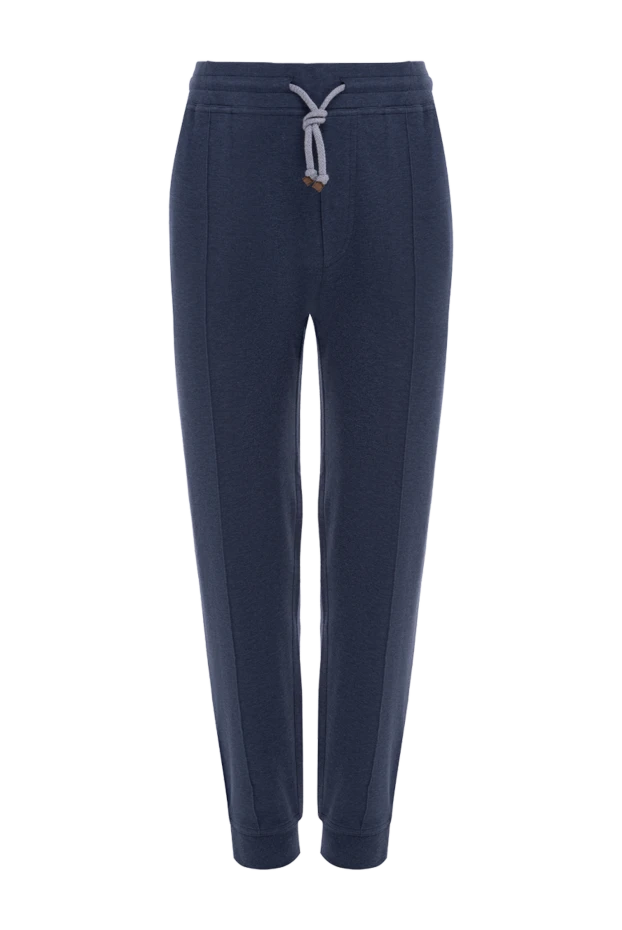 Брюки из хлопка и полиамида синие мужские - фото 1