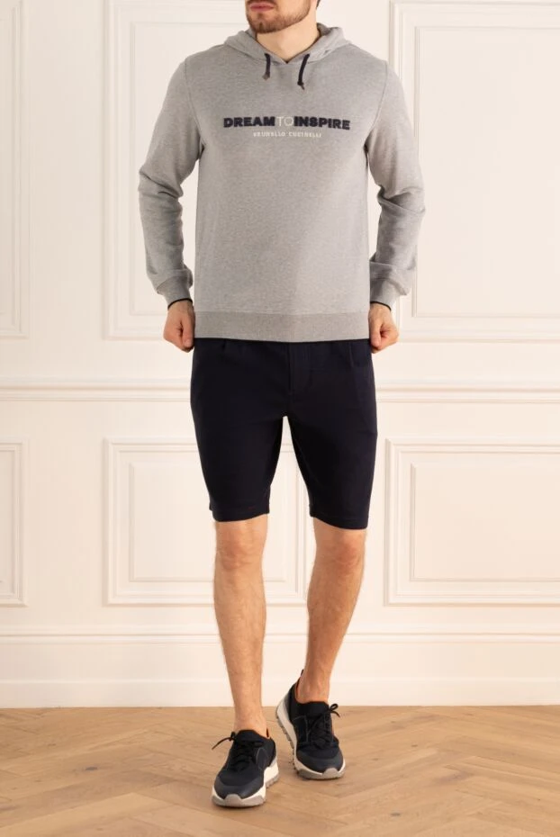 Brunello Cucinelli шорты из хлопка и полиамида синие мужские 175416 - фото 2