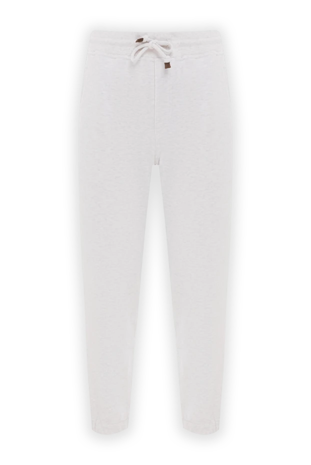 Men's white cotton trousers with stripes - photo 1