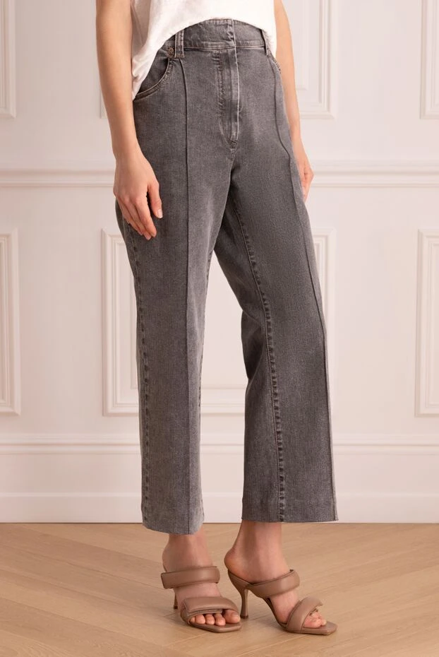 Brunello Cucinelli женские серые джинсы прямого кроя с мягкой текстурой денима
 175437 - фото 3