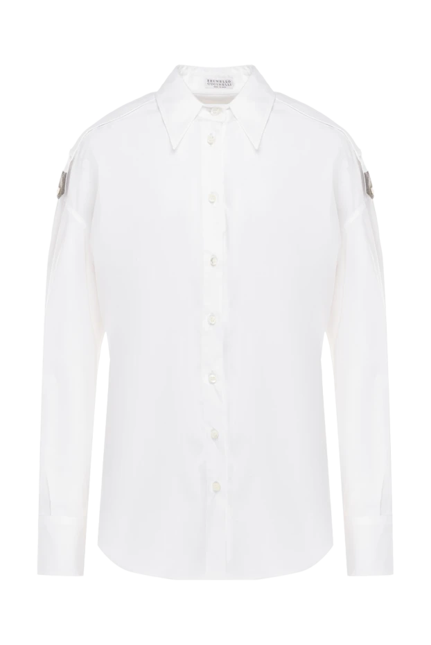 White shirt with a classic collar and decorative trim
- photo 1