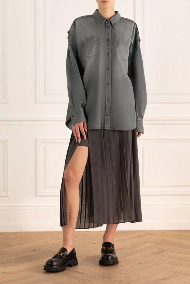 Brunello Cucinelli gray polyester and wool skirt for women 175441 - photo 2