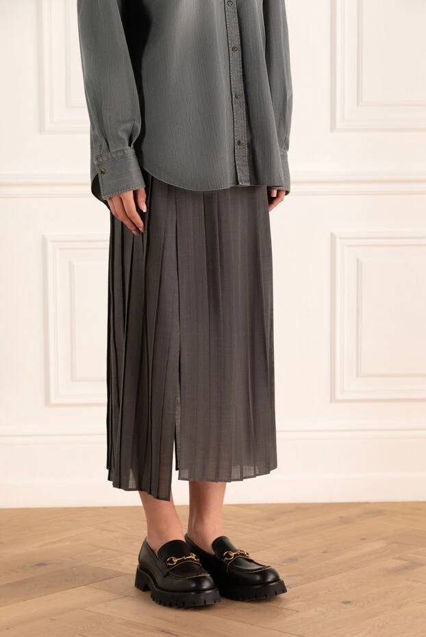 Brunello Cucinelli gray polyester and wool skirt for women 175441 - photo 3