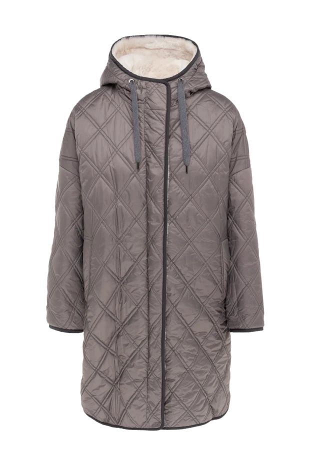 Әйелдерге арналған сұр түсті полиэфир және аң терісі саябағы - фото 1