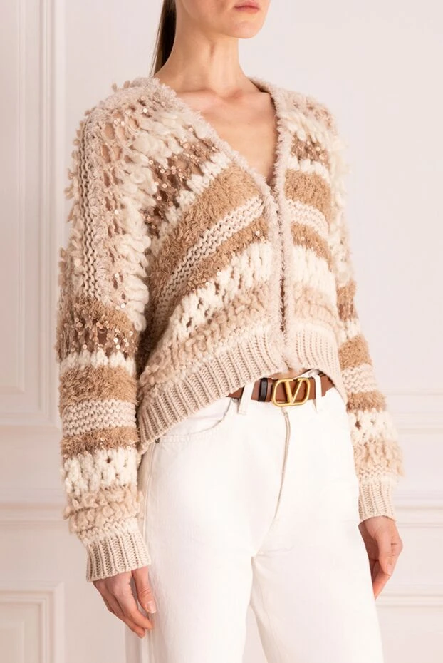 Brunello Cucinelli кардиган в бежевых тонах с объемной текстурой
 175453 - фото 3