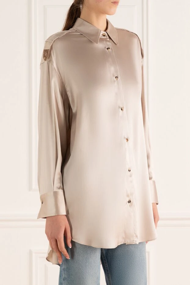 Brunello Cucinelli эпаулеттері бар жібек жейде және жұмсақ атлас жылтыры
 175458 - фото 3