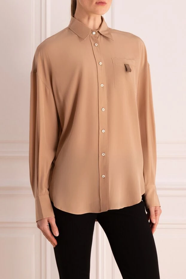 Brunello Cucinelli әйелдердің қоңыр жібек көйлегі 175460 - фото 3